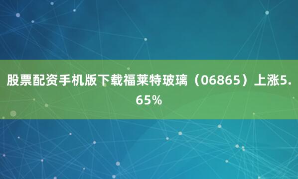 股票配资手机版下载福莱特玻璃（06865）上涨5.65%